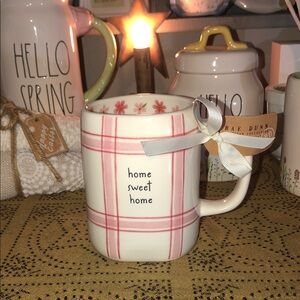 Rae Dunn HOME SWEET HOME  Pink Plaid Mug